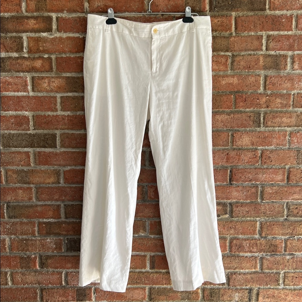 Banana Republic soft white Martin Fit linen blend Pants size 12